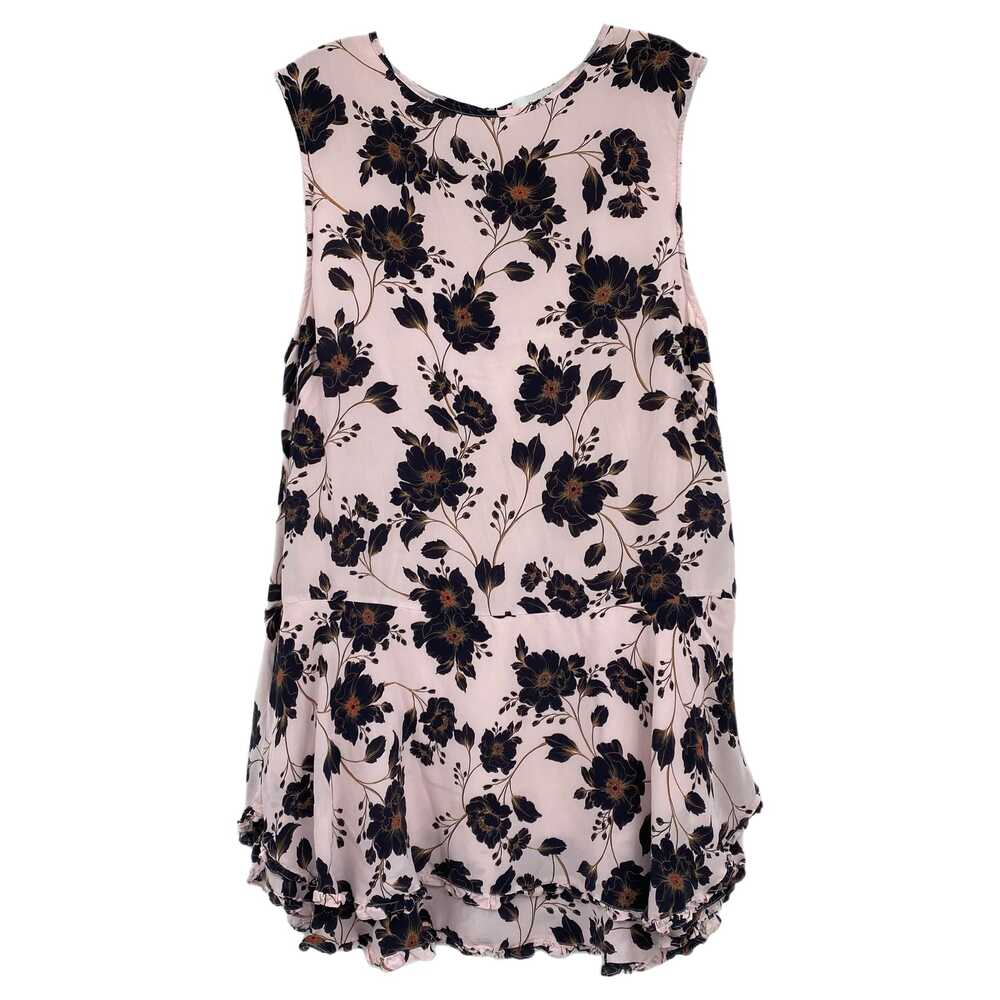 Soleiluna Pink Black Floral Ruffle Hem Mini Dress | Women’s Size M